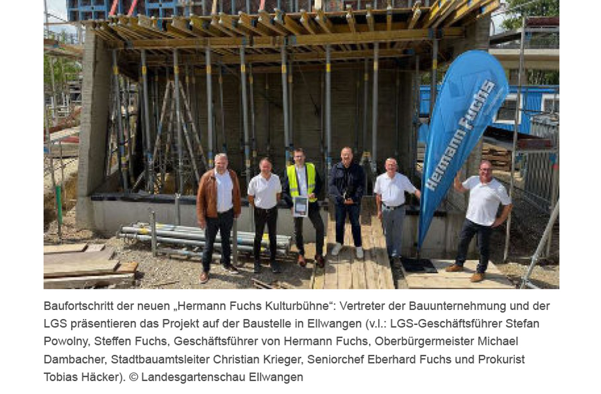 Hermann Fuchs baut Kulturbühne im Landesgartenschau-Brückenpark